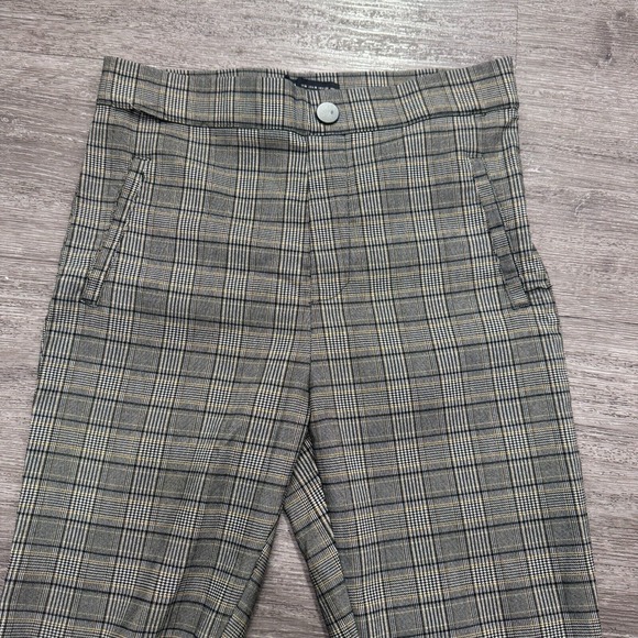 Zara Pants Womens Medium Gray Plaid Tapered Leg Mid Rise Pockets Preppy Casual - Picture 3 of 14